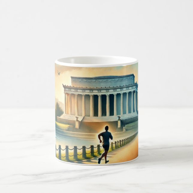 Running in Washington DC Lincoln Memorial Coffee Mug (Center)
