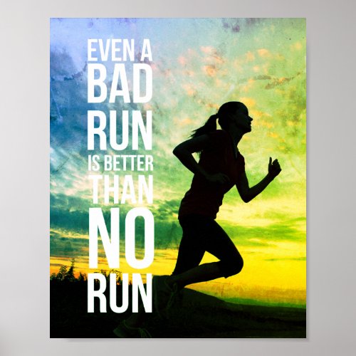 running inspiration quote white typography girl  poster