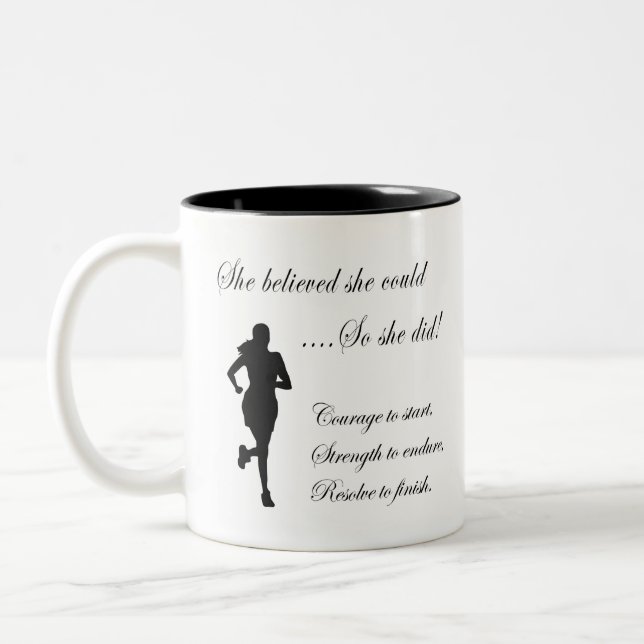 Running Inspirational Quote Two-Tone Coffee Mug (Left)