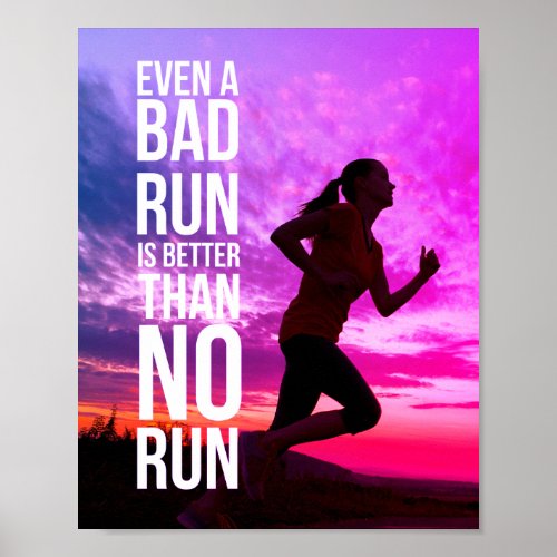 running inspirational quote white typography girl poster