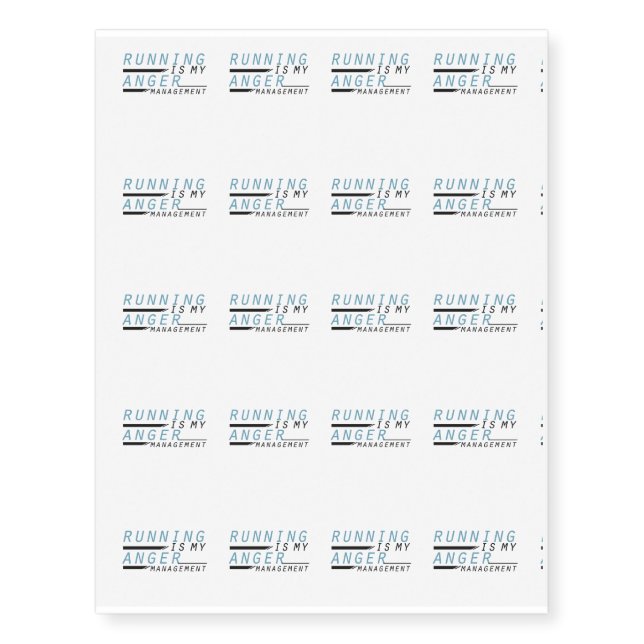 Running Is My Anger Management Runner Gift Temporary Tattoos (Front)