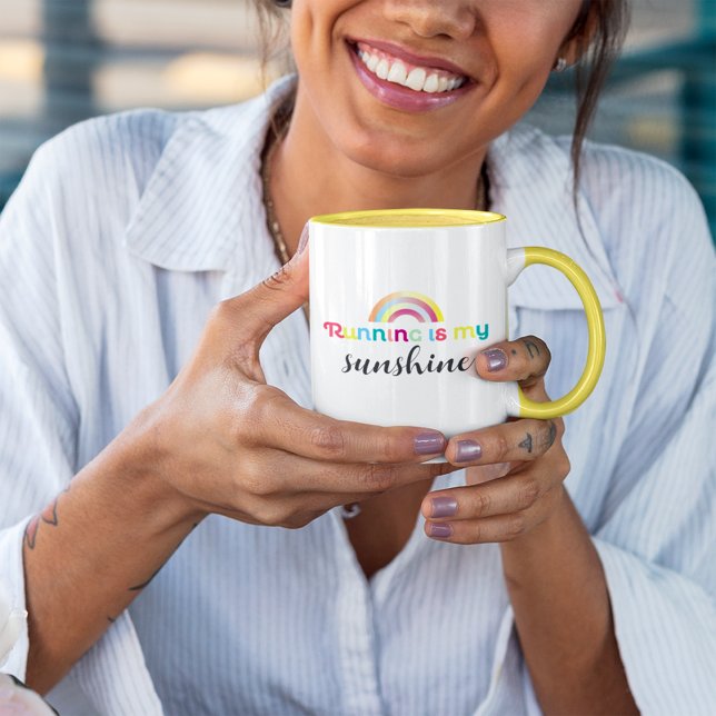 Running Is My Sunshine Colorful Rainbow Graphic Mug (Creator Uploaded)
