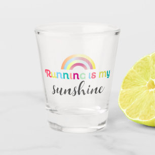 Running Is My Sunshine Colorful Rainbow Graphic Shot Glass