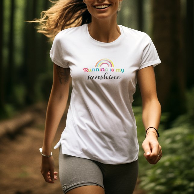 Running Is My Sunshine Colorful Rainbow Graphic T-Shirt (Creator Uploaded)
