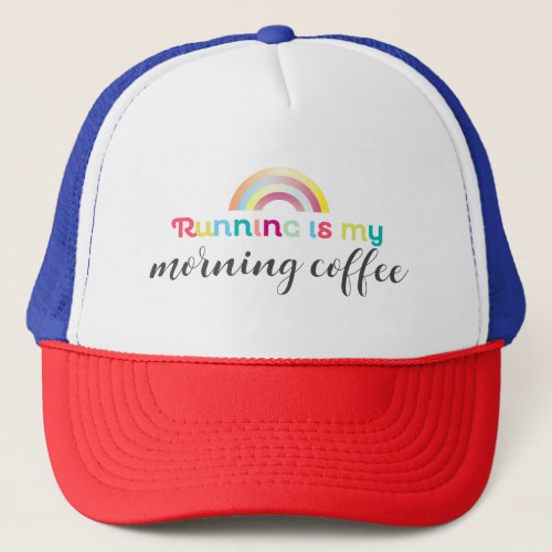 Running Is My Sunshine Colorful Rainbow Graphic Trucker Hat