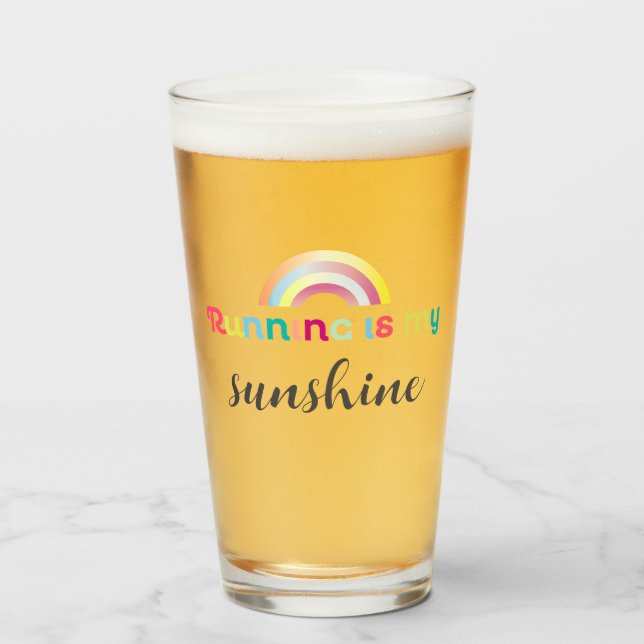 Running Is My Sunshine Colorful Rainbow Motivation Glass (Front Filled)