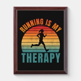 Running is my therapy funny exercise gift award plaque