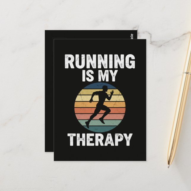 Running Is My Therapy Postcard (Front/Back In Situ)