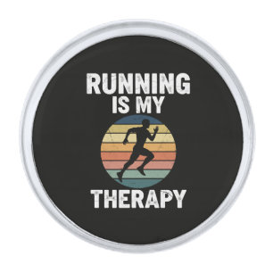 Running Is My Therapy Silver Finish Lapel Pin