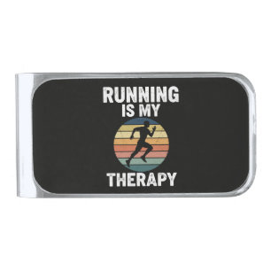 Running Is My Therapy Silver Finish Money Clip