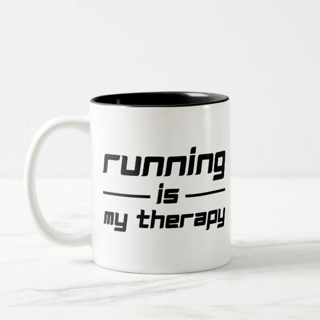 Running Is My Therapy Two-Tone Coffee Mug (Left)