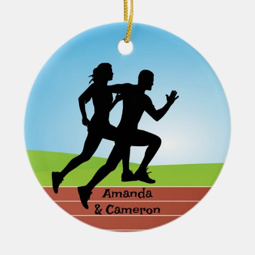 Running Jogging Couple Design Ornament