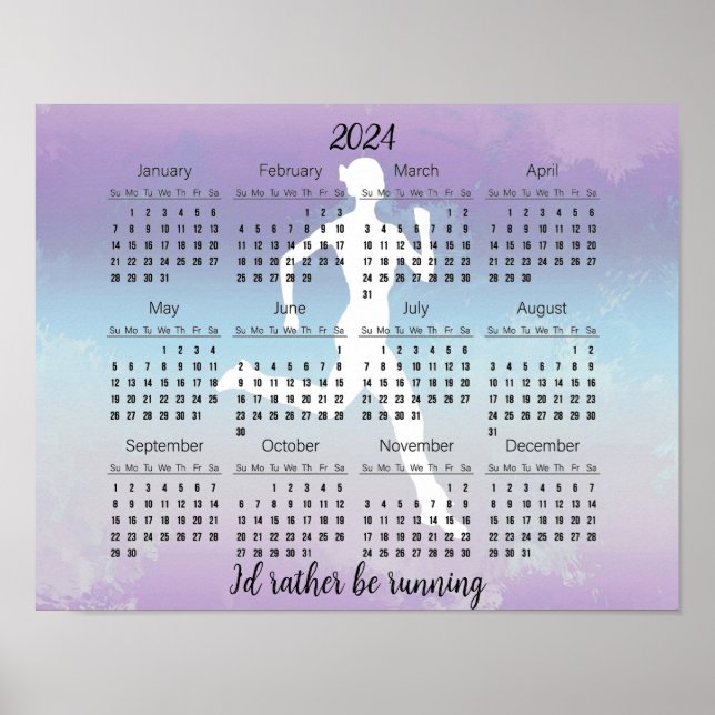 Running Jogging Design 2024 Calendar Poster (Front)