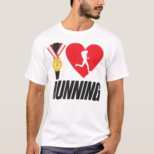 Running Jogging I Love Running Heart Female Runner T_Shirt