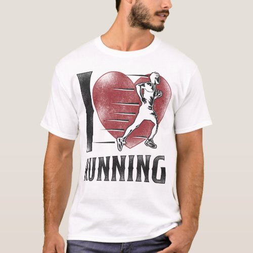Running Jogging I Love Running Heart Vintage T_Shirt