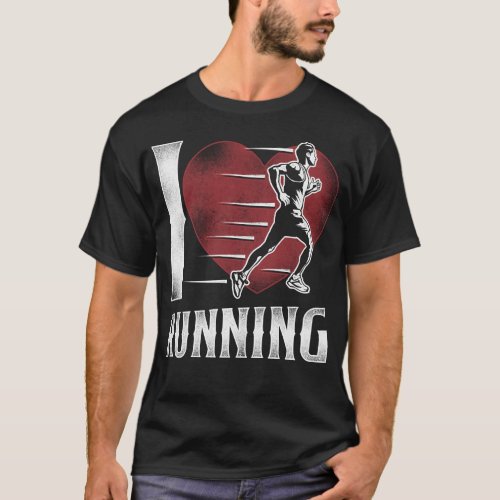 Running Jogging I Love Running Heart Vintage T_Shirt