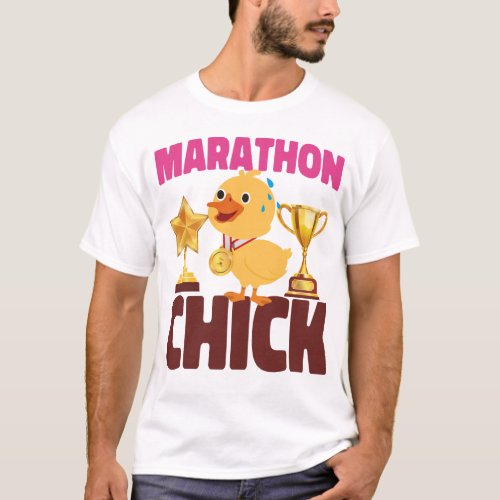 Running Jogging Marathon Chick Chicken Girl T_Shirt