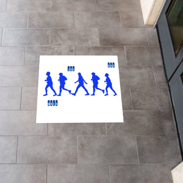 Running Jogging People Silhouettes Run Runner Floor Decals (Restaurant)