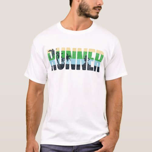 Running Jogging Runner Retro Vintage Palm Tree T_Shirt