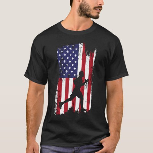 Running Jogging Running American Flag American T_Shirt