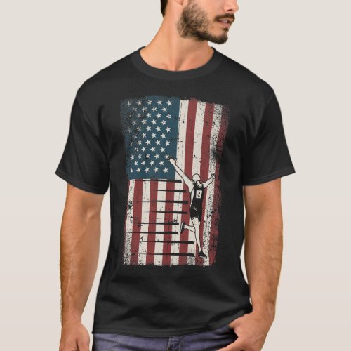 Running Jogging Running American Flag American T_Shirt