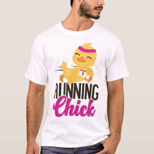 Running Jogging Running Chick Chicken Girl T_Shirt