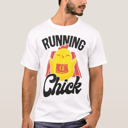 Running Jogging Running Chick Chicken Girl Vintage T_Shirt