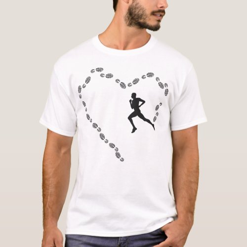 Running Jogging Running Heart Heart Footsteps T_Shirt