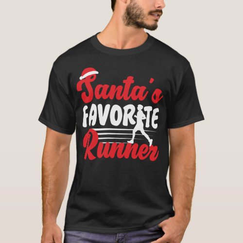 Running Jogging Santas Favorite Runner Christmas T_Shirt