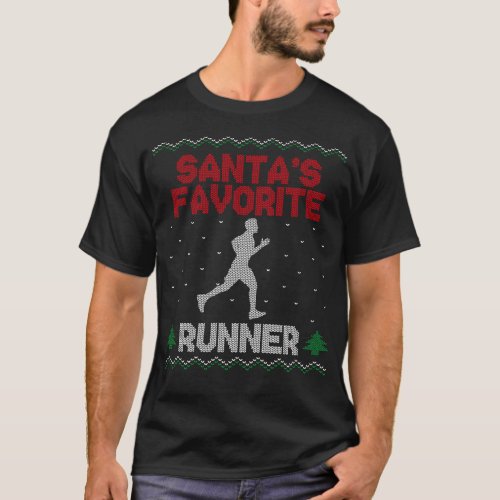 Running Jogging Santas Favorite Runner Ugly T_Shirt