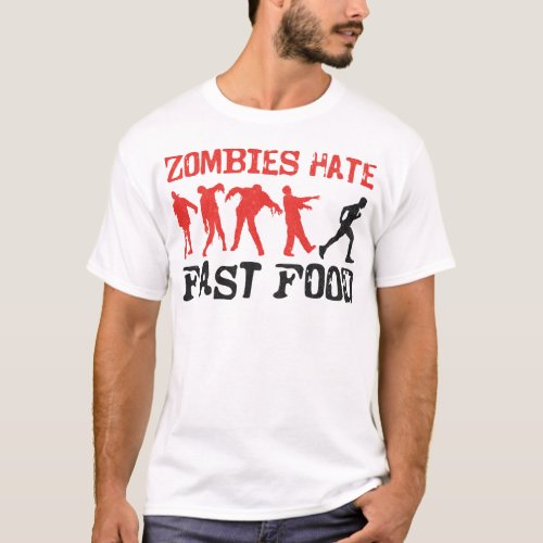 Running Jogging Zombies Hate Fast Food Zombie T_Shirt