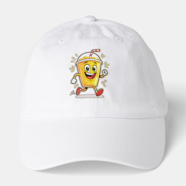 **Running Juice Cup Cartoon – Fun Street Drink Cha Hat (Front)