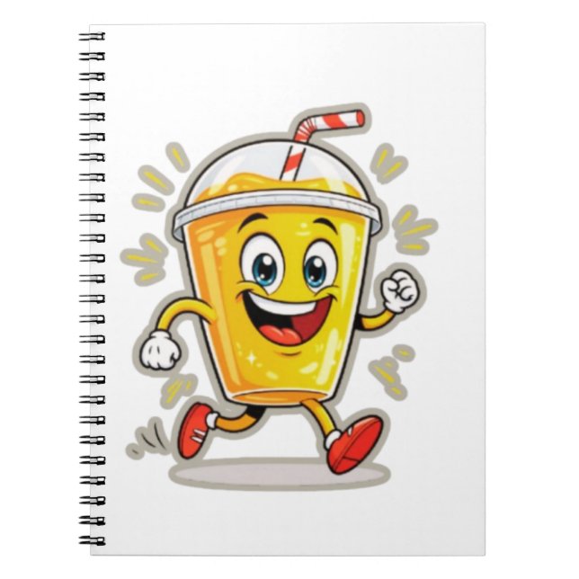 **Running Juice Cup Cartoon – Fun Street Drink Cha Notebook (Front)