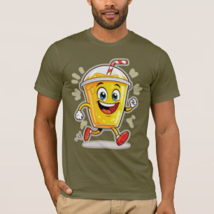 **Running Juice Cup Cartoon – Fun Street Drink Cha T-Shirt