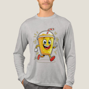 **Running Juice Cup Cartoon – Fun Street Drink Cha Tri-Blend Shirt