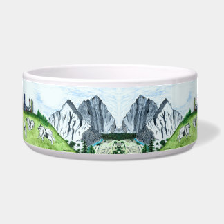 Running Keeshonden Dog Bowl