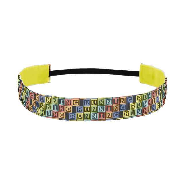 Running lettering pattern sport athletic headband (Front)