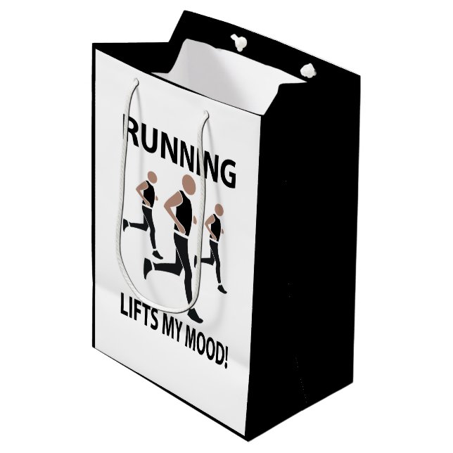 Running Lifts My Mood  Medium Gift Bag (Front Angled)