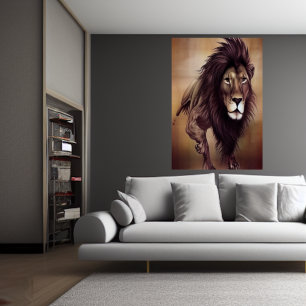 Running Lion AI Art Poster