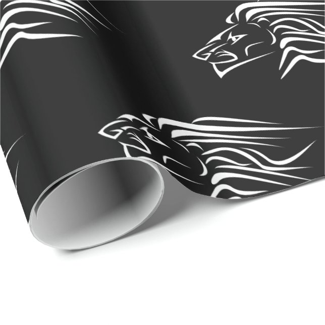 Running Lions Wrapping Paper Your Colors - Black (Roll Corner)