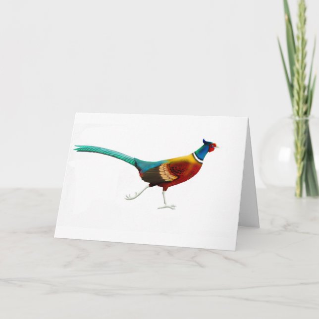 Running Male Ringneck Pheasant Card (Front)