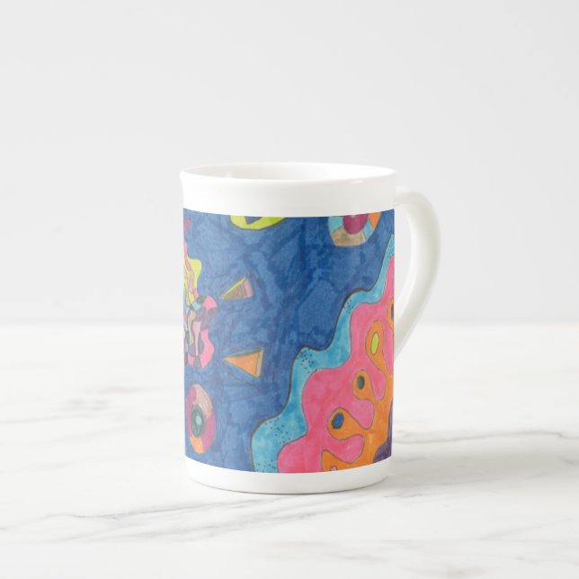 "Running Man" Abstract Art Bone China Mug (Front Right)