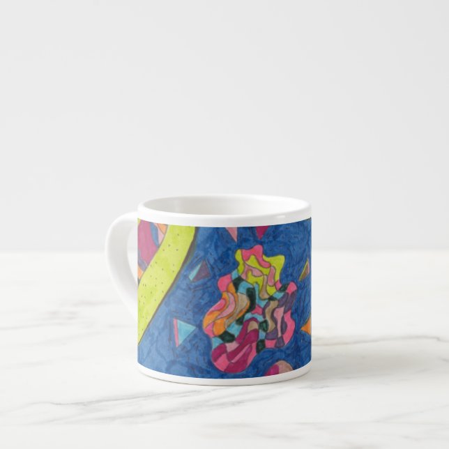 "Running Man" Abstract Art Espresso Cup (Front Left)