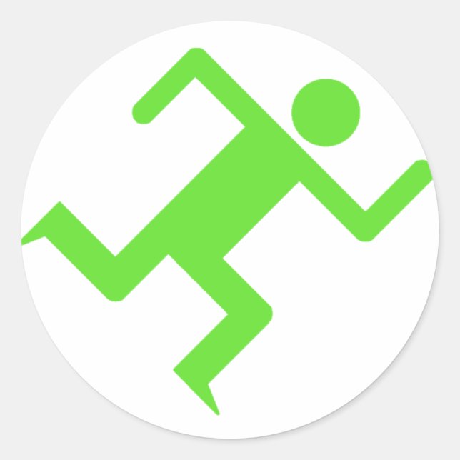 Running Man Green Classic Round Sticker (Front)