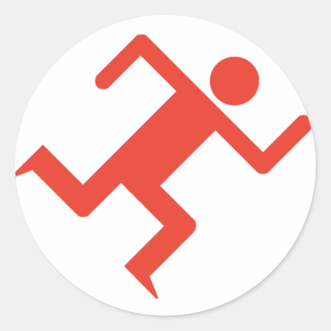 Running Man Red Classic Round Sticker (Front)