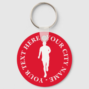 Running man silhouette keychain with custom text