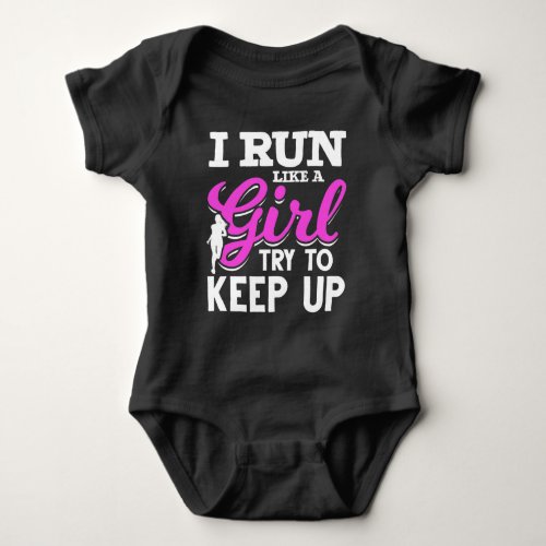 Running Marathon Girl Athlete Runner Baby Bodysuit