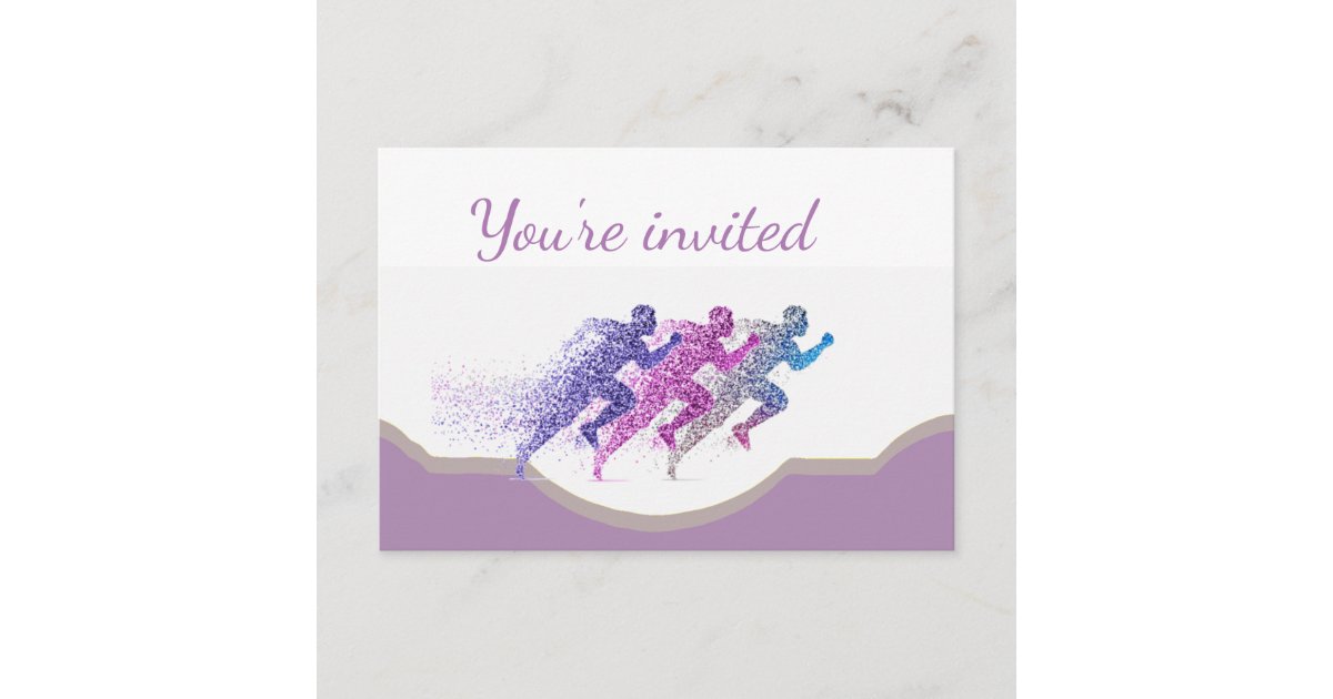Running Marathon Runner Birthday Party Invitation
