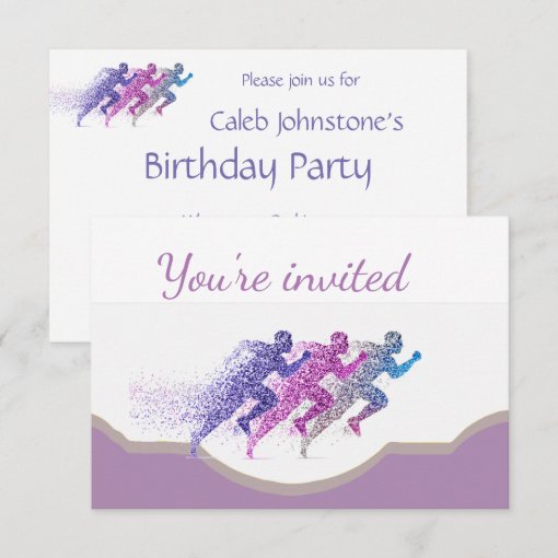 Running Invitation Background Running Marathon Runner Birthday Party Invitation | Zazzle