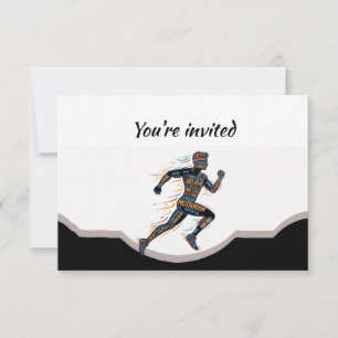 Running Marathon Runner Birthday Party Invitation